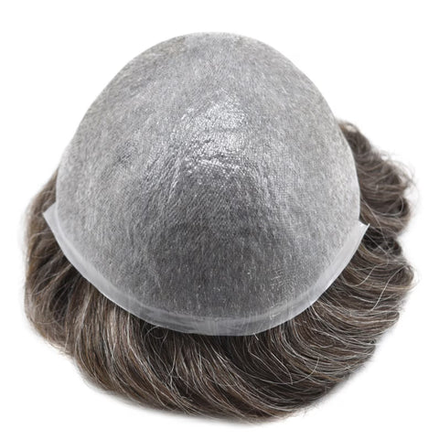 Full PU Polyskin 0.03mm ultra-thin skin base men's toupee in stocks